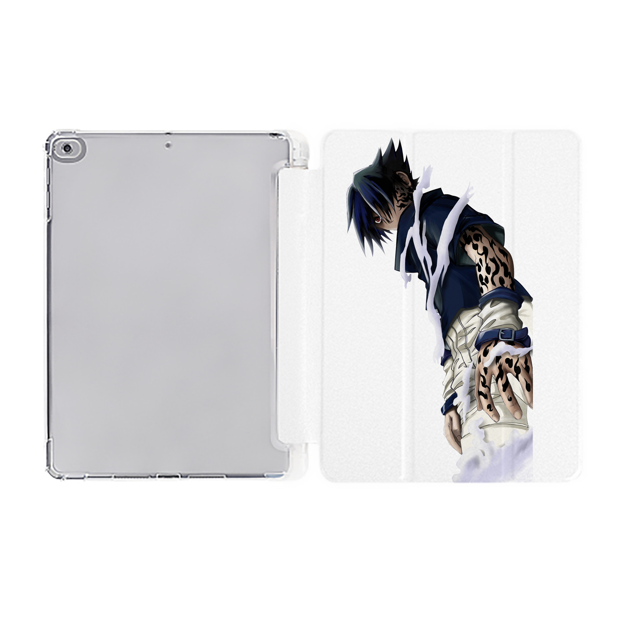 （画像用） NARUTO -ナルト- うちは サスケ Uchiha Sasuke IPad ケース ペン収納付き 三つ折りスタンド PUレザー×シリコン 対応機種9.5/10.5/10.9インチ